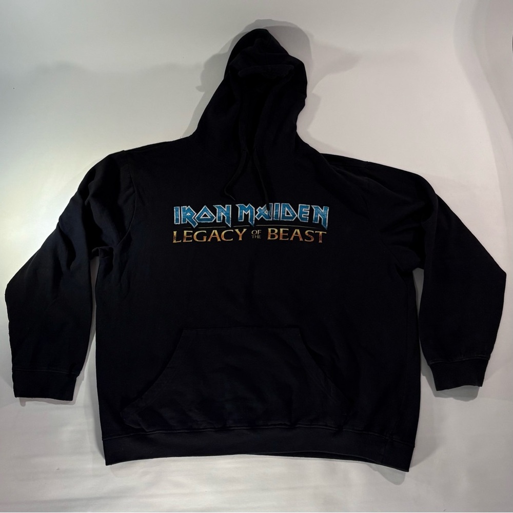 🎸 IRON MAIDEN LEGACY OF THE BEAST PROMO BLACK LS PULLOVER HOODIE SIZE XL 🎸